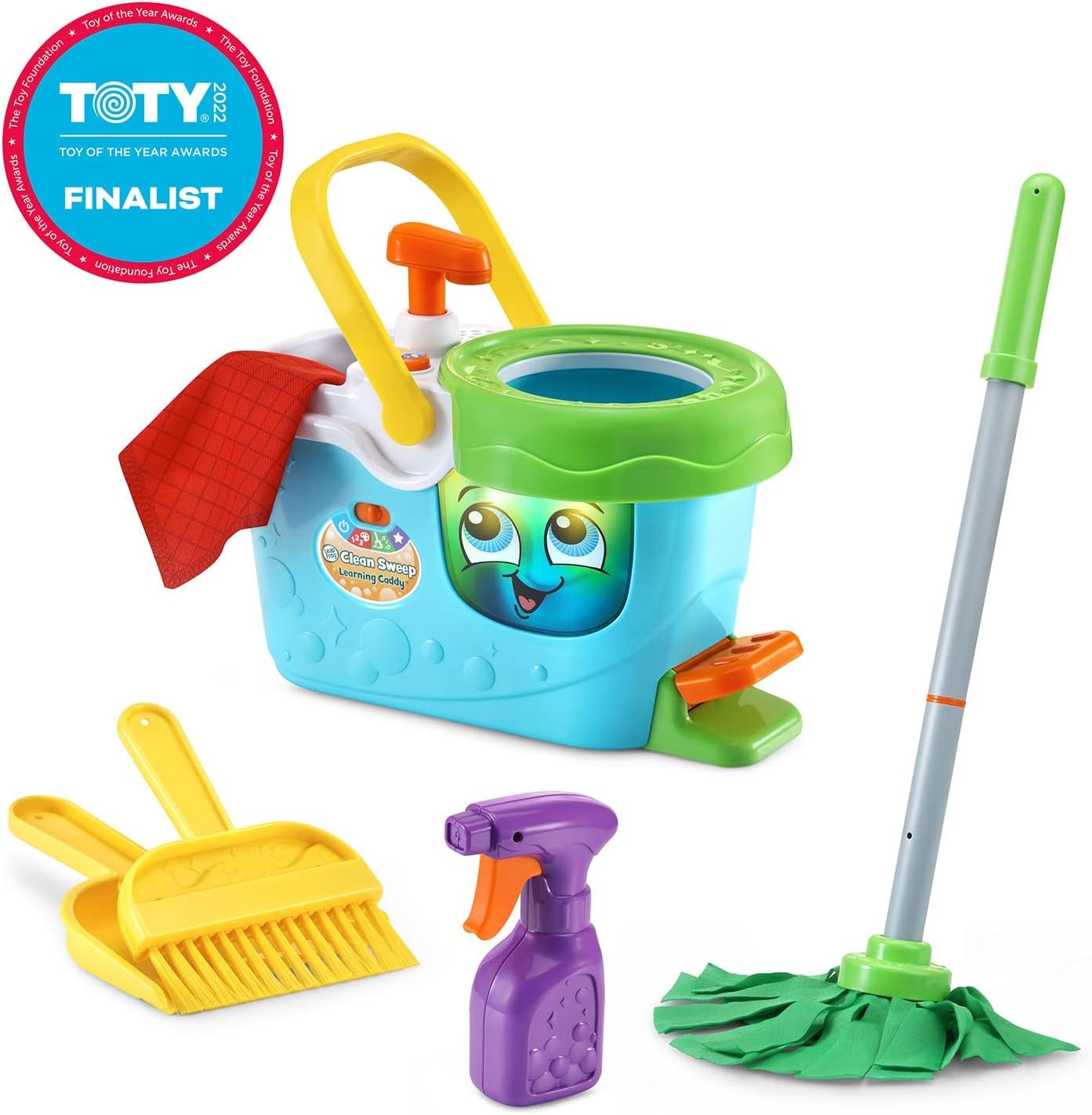 image:imageLeapFrog Clean Sweep Learning Caddy Kids Mop and Broom Cleaning Toy Set for Ages 35 BlueBlue
