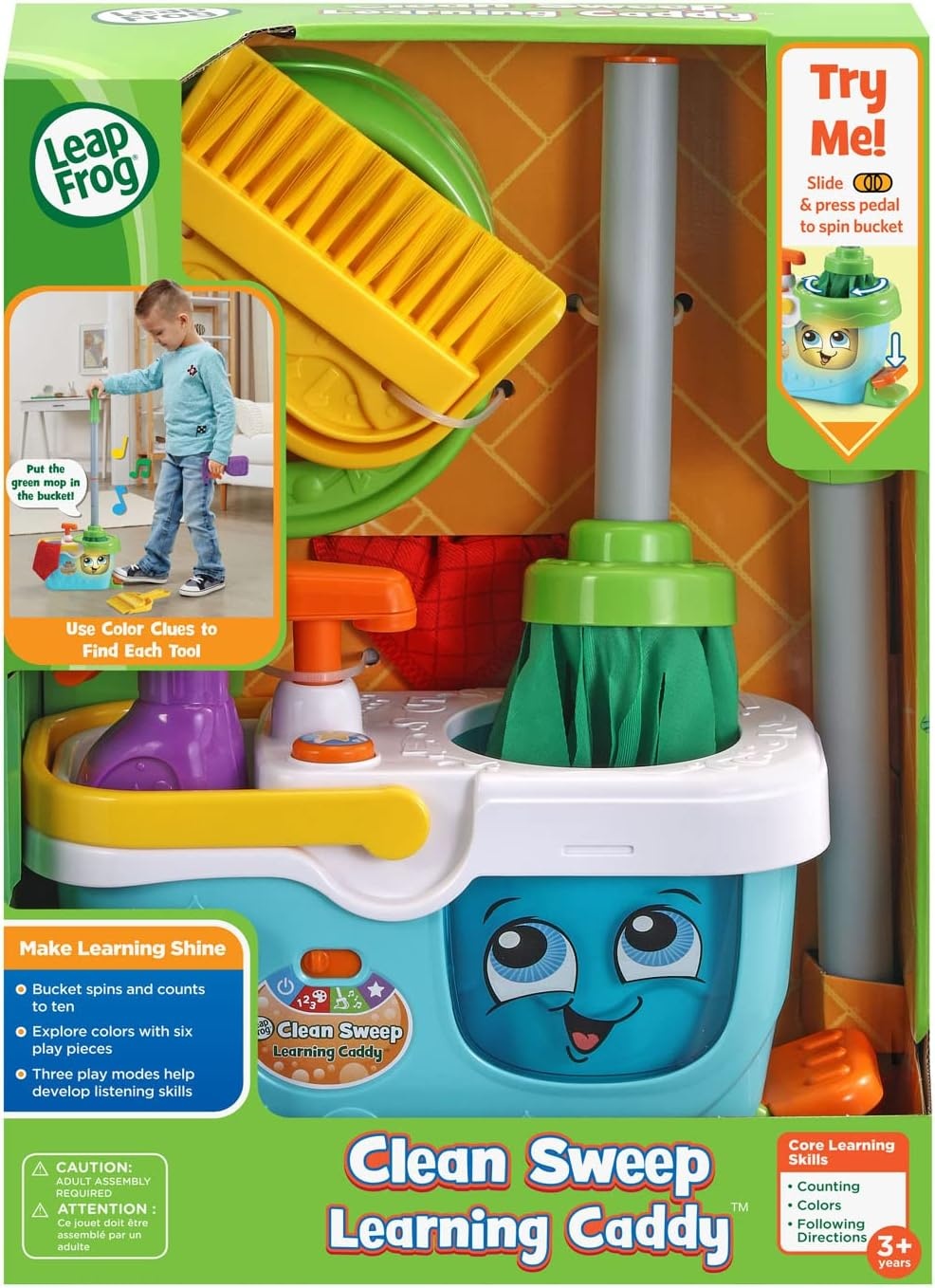 image:imageLeapFrog Clean Sweep Learning Caddy Kids Mop and Broom Cleaning Toy Set for Ages 35 BlueBlue