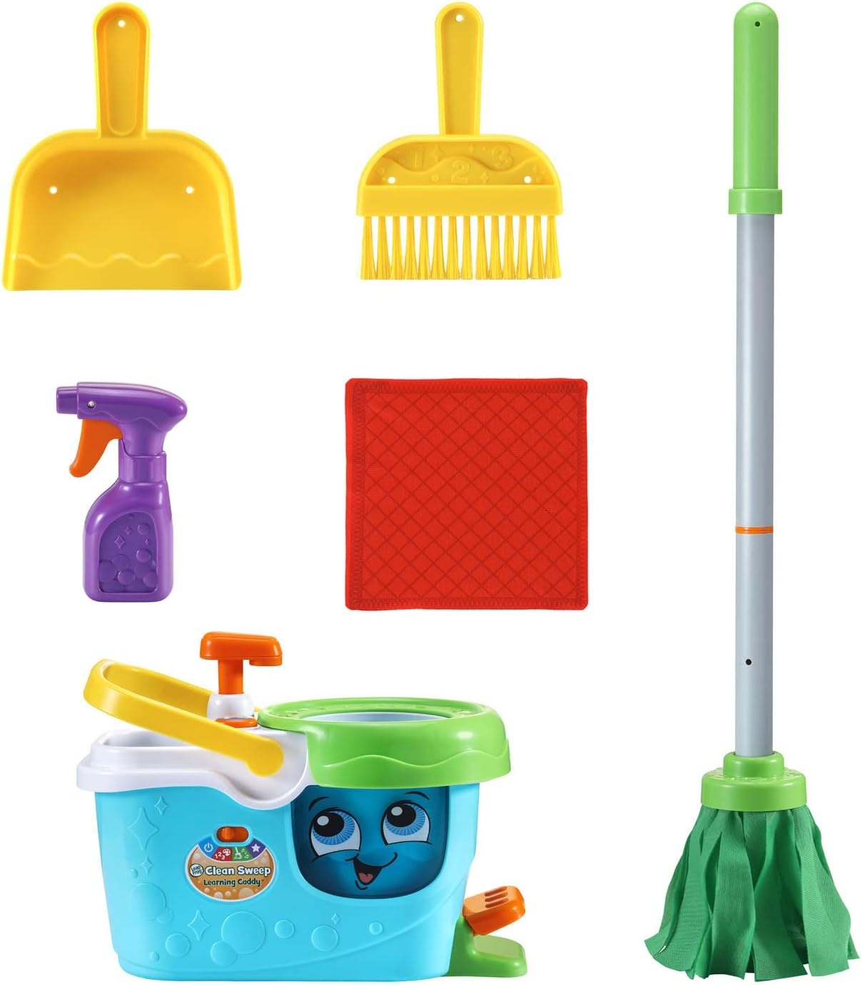 image:imageLeapFrog Clean Sweep Learning Caddy Kids Mop and Broom Cleaning Toy Set for Ages 35 BlueBlue