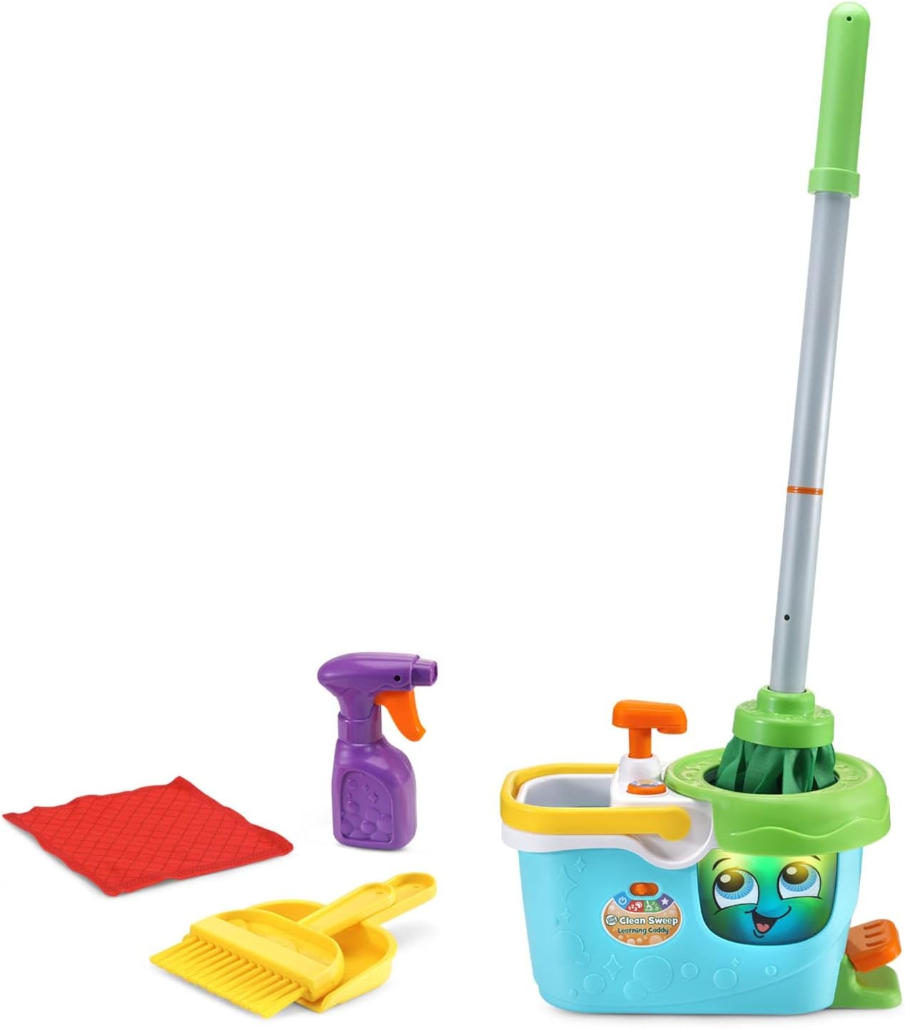 image:imageLeapFrog Clean Sweep Learning Caddy Kids Mop and Broom Cleaning Toy Set for Ages 35 BlueBlue
