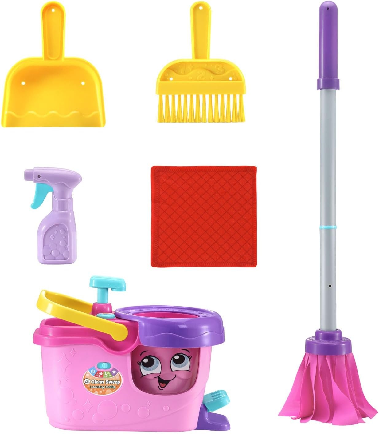 image:imageLeapFrog Clean Sweep Learning Caddy Kids Mop and Broom Cleaning Toy Set for Ages 35 BluePink
