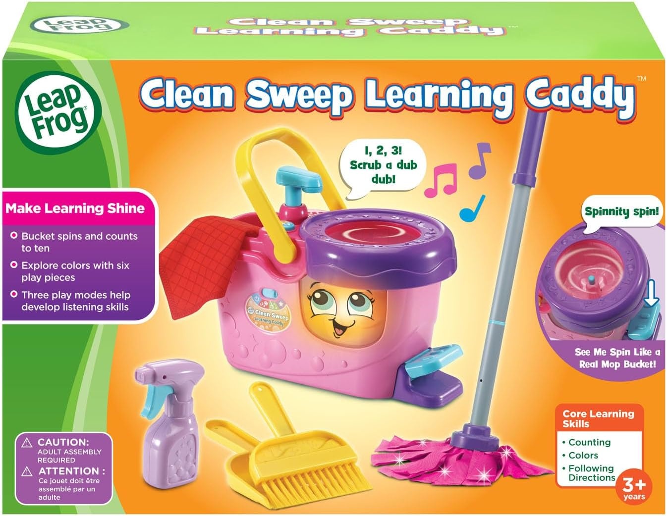 image:imageLeapFrog Clean Sweep Learning Caddy Kids Mop and Broom Cleaning Toy Set for Ages 35 BluePink